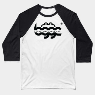 Brown Girl Gamer Code Horizontal Logo - Black Baseball T-Shirt